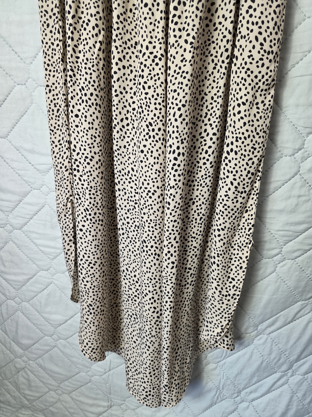 Oddt Wide Leg Pants Polka Dot Casual Summer Trousers High Waist 1X Beige - Picture 8 of 10